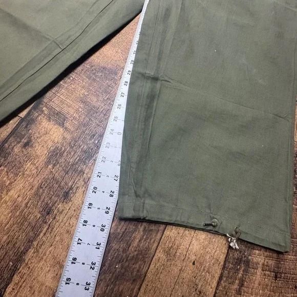 Vintage US Navy Bib Overalls‎ Pants Dungarees Olive Green Cotton Talon Zipper L